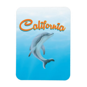 Magnet Flexible Affiche de voyage vintage dauphin Californie