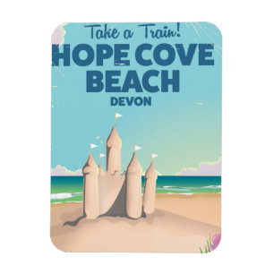 Magnet Flexible Affiche de voyage vintage de la plage de Hope Cove