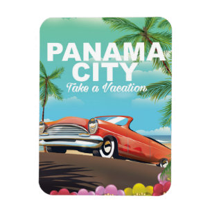 Magnet Flexible affiche de voyage vintage de la ville de panama