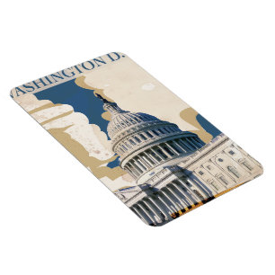 Magnet Flexible Affiche de voyage vintage de Washington D.C