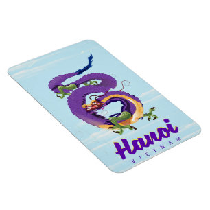 Magnet Flexible Affiche de voyage vintage du dragon de Hanoï au Vi