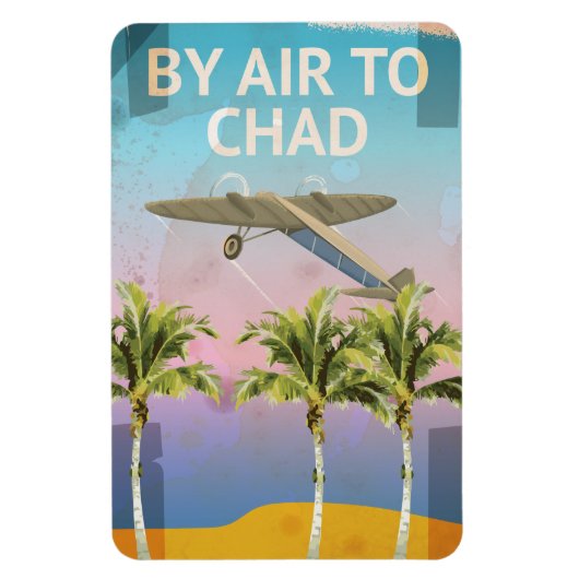 Magnet Flexible Affiche de voyage vintage du Tchad (Vertical)