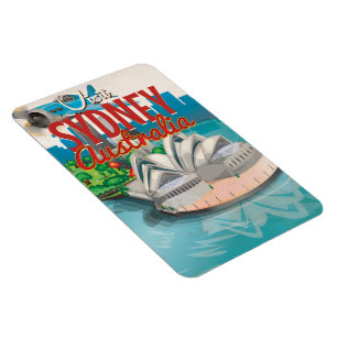 Magnet Flexible Affiche de voyage vintage Fly to Sydney, Australie