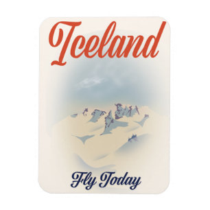 Magnet Flexible Affiche de voyage vintage "Fly Today" Islande