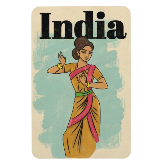 Magnet Flexible Affiche de voyage vintage Inde (Vertical)