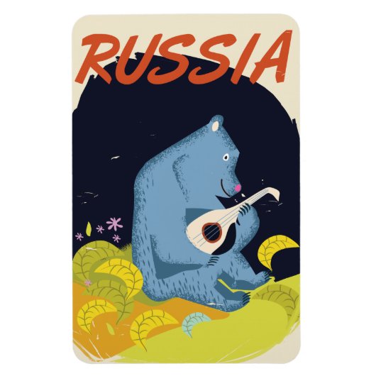 Magnet Flexible Affiche de voyage vintage Russie Ours (Vertical)