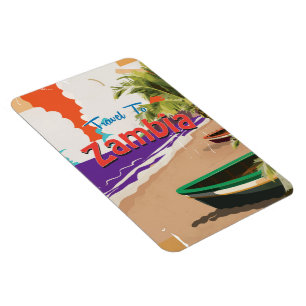 Magnet Flexible Affiche de voyage vintage Zambie