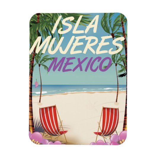 Magnet Flexible Affiche d'Isla Mujeres Mexico Beach (Vertical)