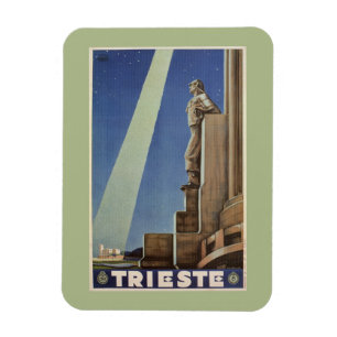 Magnet Flexible Affiche italienne de voyage de Trieste d'art déco
