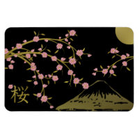 Affiche japonaise écran noir or Sakura rose