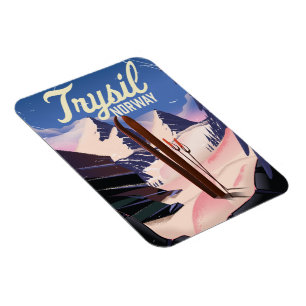 Magnet Flexible Affiche pour les voyages de ski en Norvège, Trysi