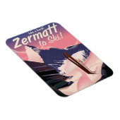 Magnet Flexible Affiche rétro de vacances de ski Zermatt (Côté Droit)