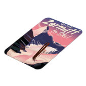 Magnet Flexible Affiche rétro de vacances de ski Zermatt (Côté Gauche)