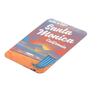 Magnet Flexible Affiche vintage de plage de Santa Monica Californi