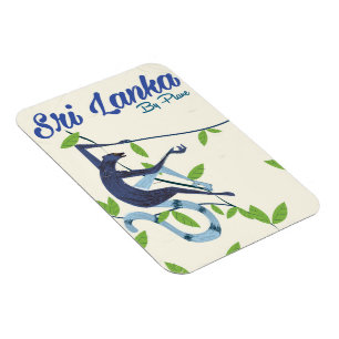 Magnet Flexible Affiche vintage de vacances de singe du Sri Lanka