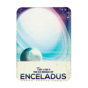 Magnet Flexible Affiche vintage de voyage spatial Enceladus
