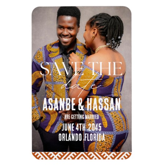 Magnet Flexible African Print with Photo Wedding Save the Date  (Vertical)