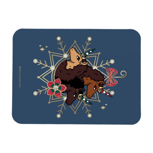 Magnet Flexible Afro Unicorn Festive Vacances Magique (Horizontal)