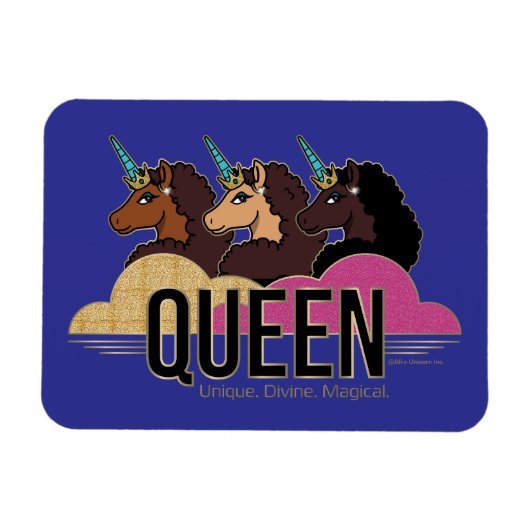 Magnet Flexible Afro Unicorn Queen Trio Design (Horizontal)