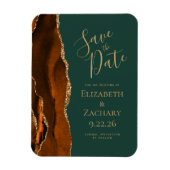 Magnet Flexible Agate Orange Brûlé Vert Foncé Save the Date (Vertical)