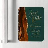 Magnet Flexible Agate Orange Brûlé Vert Foncé Save the Date
