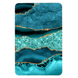 Magnet Flexible Agate Turquoise Blue Gold Parties scintillant Marb