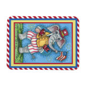 MAGNET FLEXIBLE AGRÉABLE PATRIOTIQUE ÉLÉPHANT WAVANT DRAPEAU AMÉRI (Horizontal)