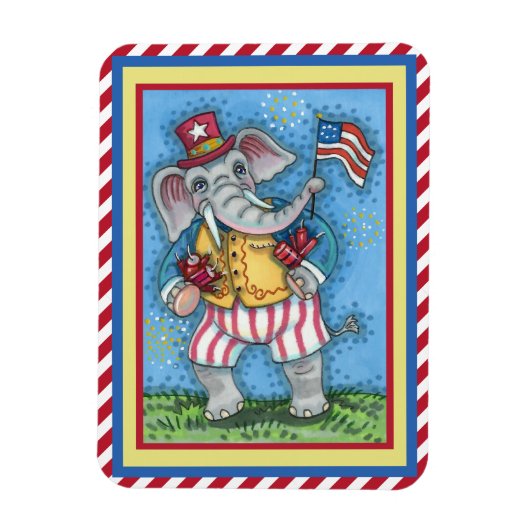 MAGNET FLEXIBLE AGRÉABLE PATRIOTIQUE ÉLÉPHANT WAVANT DRAPEAU AMÉRI (Vertical)