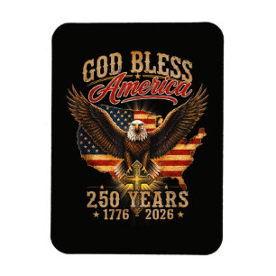 Magnet Flexible Aigle Dieu Bénisse l'Amérique 250 Ans 1776 2026