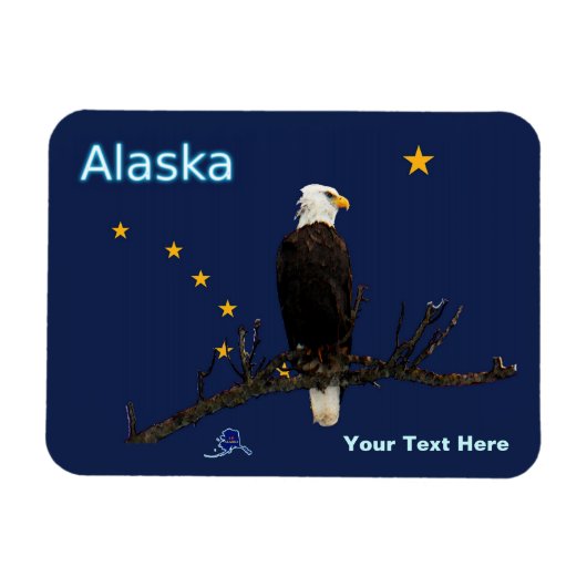 Magnet Flexible Aigle Et Drapeau De L'Alaska (Horizontal)