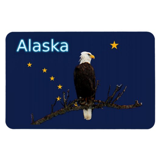 Magnet Flexible Aigle Et Drapeau De L'Alaska (Horizontal)