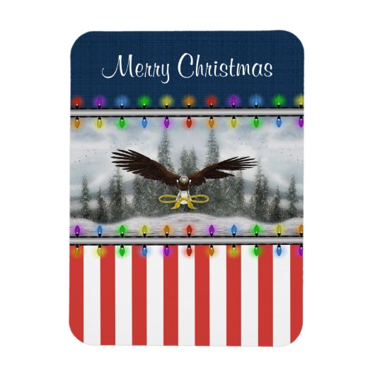Magnet Flexible Aigle patriotique Joyeux Carré de Noël (Vertical)