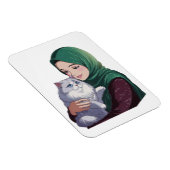 Magnet Flexible Aiguë fille serrer dans ses bras chat mignon (Côté Droit)