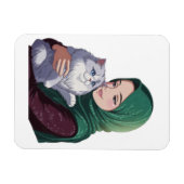 Magnet Flexible Aiguë fille serrer dans ses bras chat mignon (Horizontal)