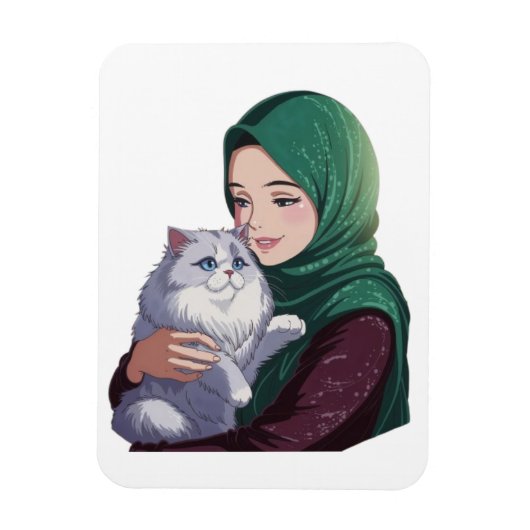 Magnet Flexible Aiguë fille serrer dans ses bras chat mignon (Vertical)