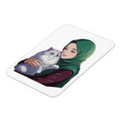 Magnet Flexible Aiguë fille serrer dans ses bras chat mignon (Côté Gauche)