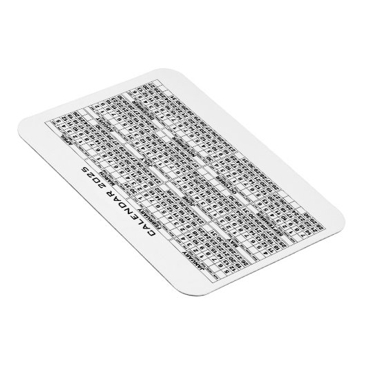 Magnet Flexible Aimant 2025 Calendrier Blanc (Côté Droit)