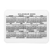 Magnet Flexible Aimant 2025 Calendrier Blanc (Horizontal)