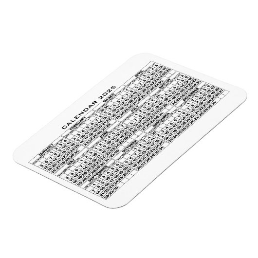 Magnet Flexible Aimant 2025 Calendrier Blanc (Côté Gauche)