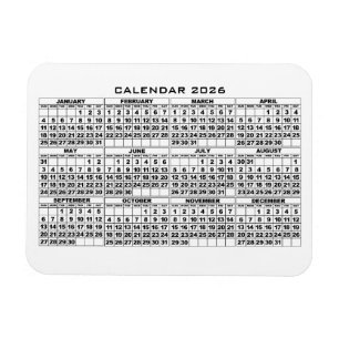 Magnet Flexible Aimant 2026 Calendrier Blanc