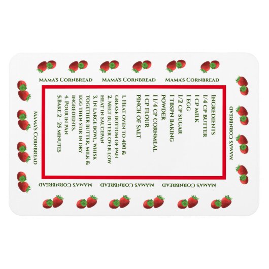 Magnet Flexible Aimant à recette de fraise mûre (Horizontal)