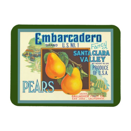 Magnet Flexible Aimant Art Caisse Rétro Poires (Horizontal)