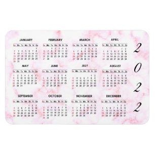 Magnet Flexible Aimant Calendrier 2022 en marbre rose personnalis
