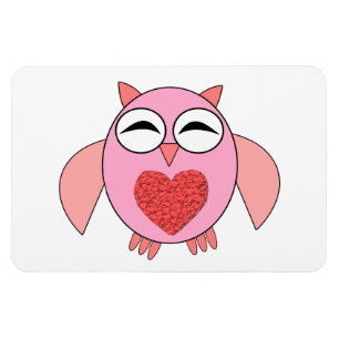 Magnet Flexible Aimant Chouette Cœur Amour Rose
