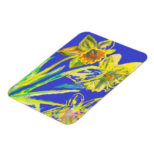 Magnet Flexible Aimant d'art floral abstrait de jonquille jaune (Côté Gauche)