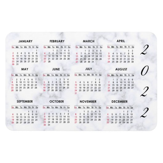 Magnet Flexible Aimant de calendrier marbré personnalisé 2022 (Horizontal)