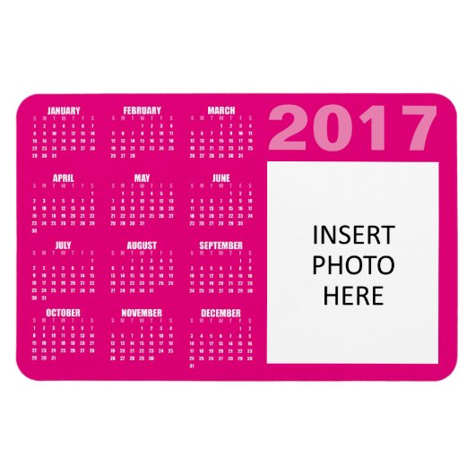 Magnet Flexible Aimant de calendrier photo personnalisé 2017 - Ros (Horizontal)
