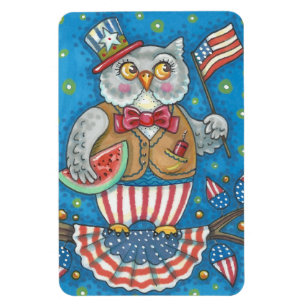 Magnet Flexible Aimant de chouette patriotique du 4 JUILLET Grande