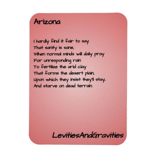 Magnet Flexible Aimant de cuisine poétique - Arizona (Vertical)