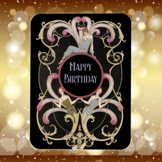 Magnet Flexible Aimant de joyeux anniversaire Art déco festif